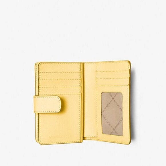 New Michael Kors Medium Crossgrain Leather Wallet Daisy Yellow - Picture 2 of 4